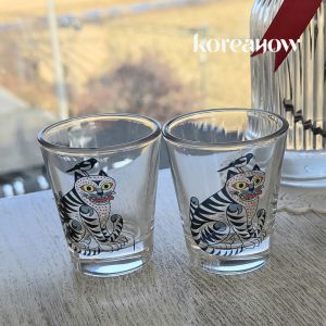 호작도 프리미엄 유리 술잔 헨드메이드 소주잔(2개 1세트)